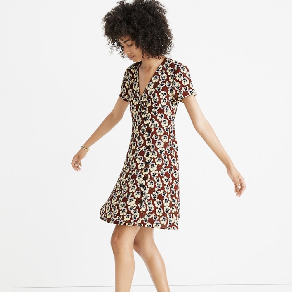 Madewell button wrap dress in viola print